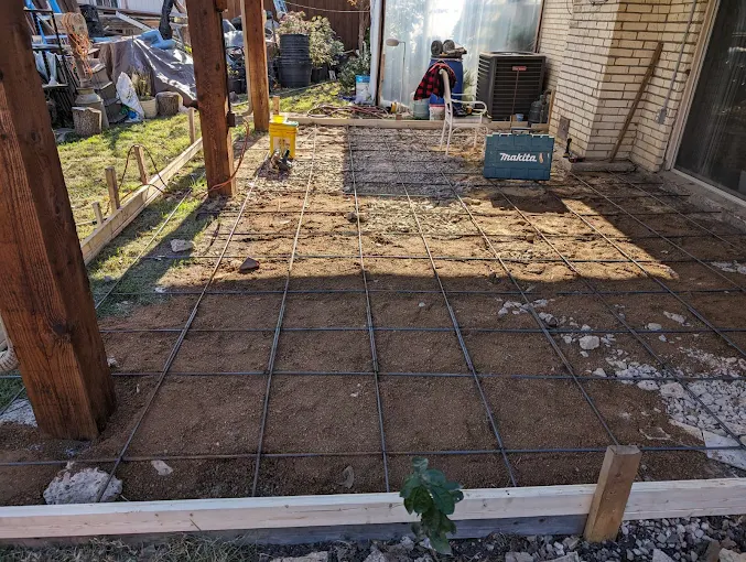 Freshly poured concrete installation